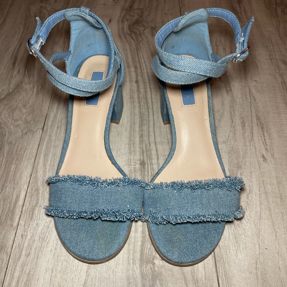 Forever 21 denim platform wedge sandals.